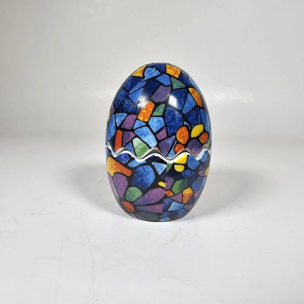 Antoni Gaudi Mosaic Design Barcelona Ceramic Egg Cracked Salt Pepper Shakers
